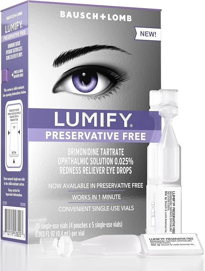 LUMIFY Redness Reliever Preservative Free Eye 20 Single 1 Min, 8 Hours