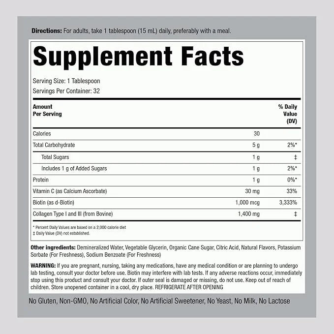 Piping Rock Liquid Collagen and Biotin 16 fl 1 and 3 |