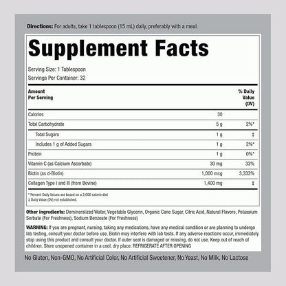 Piping Rock Liquid Collagen and Biotin 16 fl 1 and 3 |