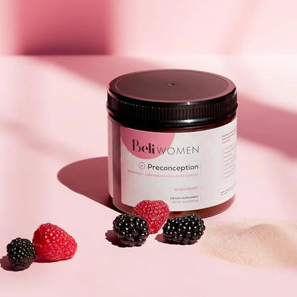 Beli Preconception Supplement for Fertility, Egg Quality, PCOS, Hormones, and Ovulation. Berry Flavored Drink Mix Powder -...