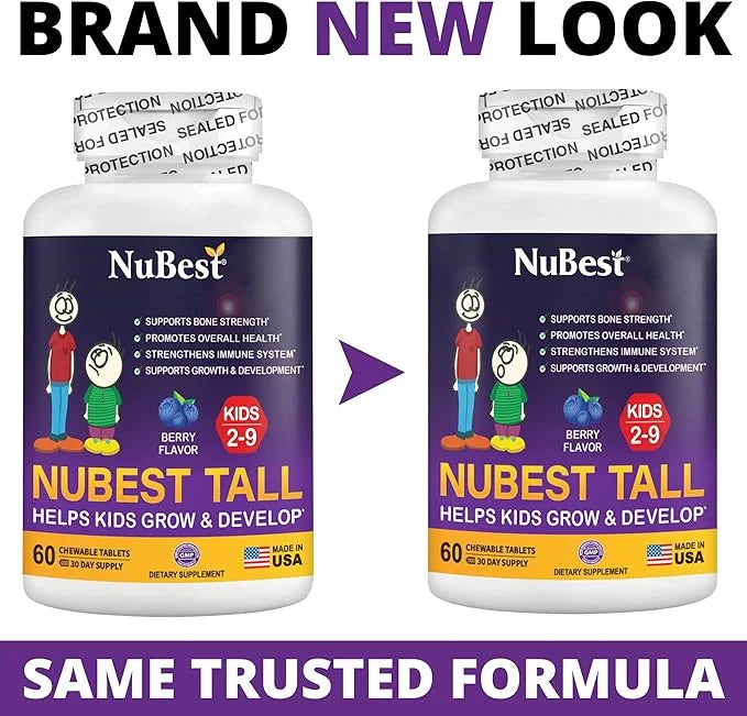 NuBest Tall Kids for Toddlers and 2 to 9 - 60 Chewable 3 Pack