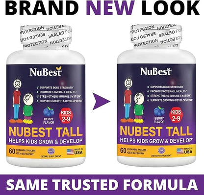 NuBest Tall Kids for Toddlers and 2 to 9 - 60 Chewable 3 Pack