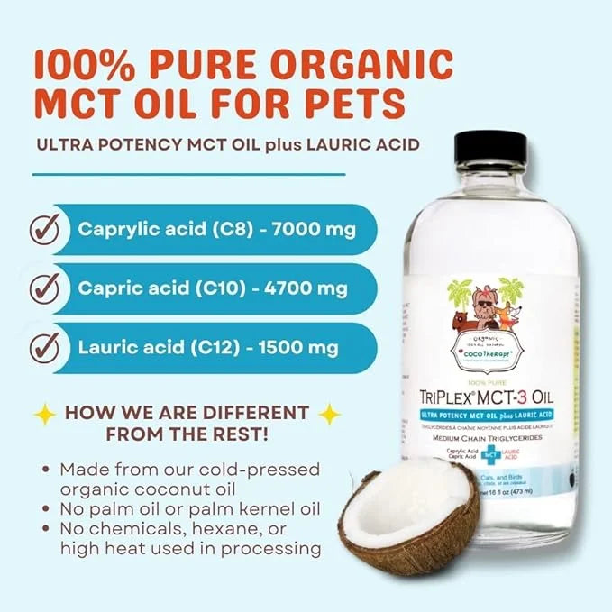 CocoTherapy Triplex MCT-3 Oil, Non-GMO, 100% Pure and Natural, 16 oz. - Product Image