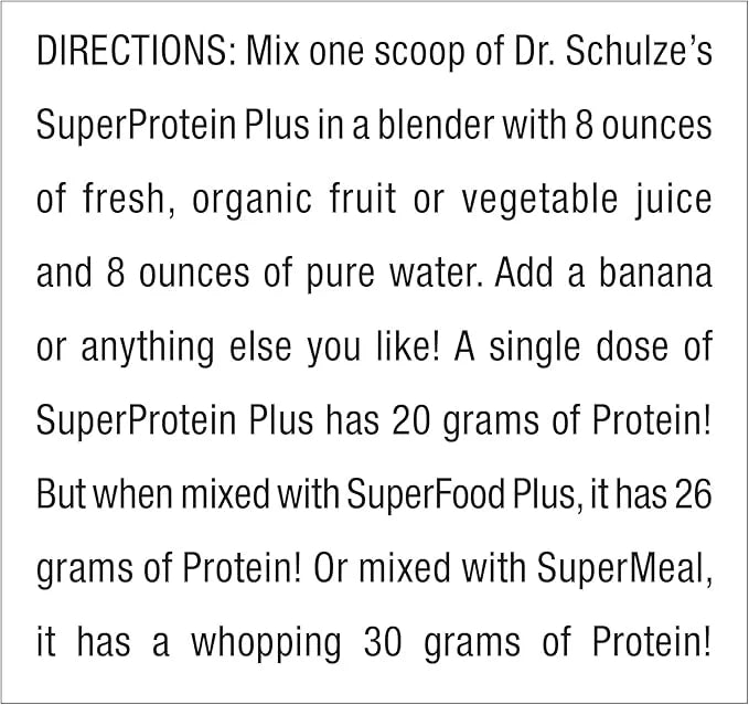 Dr. Schulze's | SuperProtein Plus | 100% Plant Protein Concentrate | Organic Powder Mix | Vitamin B-12 & Spirulina | Dieta...