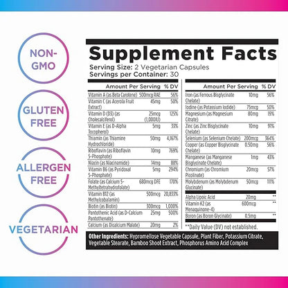 Livingood Daily Methylated Multivitamin for Women & Men, Multi Vitamin - Mineral Supplement Capsules with Iron, B Complex,...