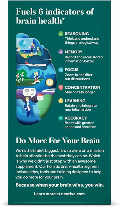 NEURIVA Plus Brain Supplement for Memory and Focus Clinically Tested Nootropics for Concentration for Mental Clarity, Cogn...