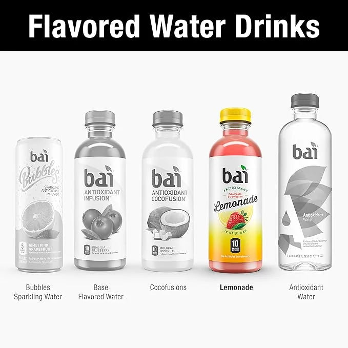 Bai Flavored Water, São Paulo Strawberry Lemonade, Antioxidant Infused Drinks, 18 Fluid Ounce Bottles, 6 Count - Product I...