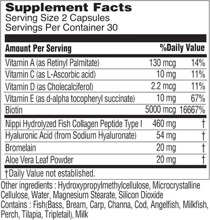 Biotin Collagen Capsules 5000mg, with B7 60 Capsules