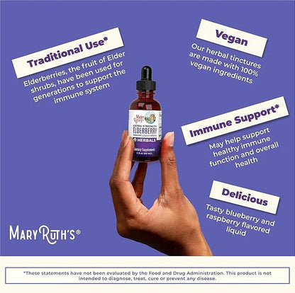 MaryRuth Organics Elderberry Syrup Extra Strength, USDA Organic Elderberry, Sugar Free Adults & Kids Immune Support Supple...