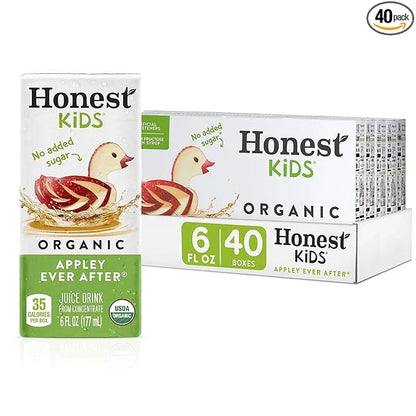 Honest Kids Appley Ever After, Organic Juice Drink, 6 Fl oz Juice Boxes, Pack Of 40, Apple - Product Image