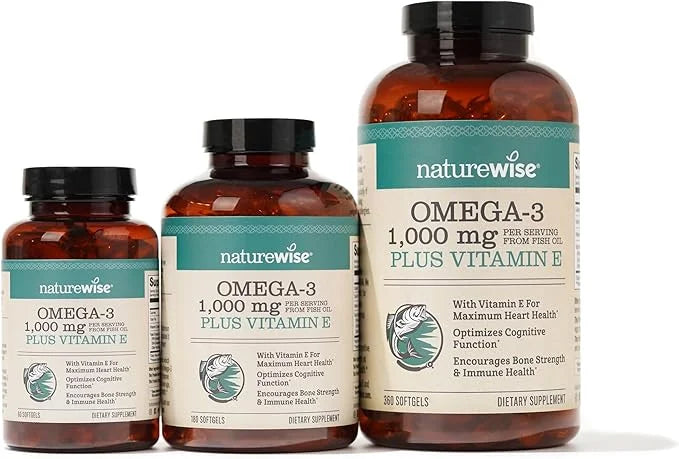 NatureWise Extra-Strength Omega 3 Fish Oil Supplement 1000mg per 600 EPA 400 DHA 180 Softgels[3-Month Softgels[3-Month Sup...