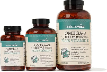 NatureWise Extra-Strength Omega 3 Fish Oil Supplement 1000mg per 600 EPA 400 DHA 180 Softgels[3-Month Softgels[3-Month Sup...