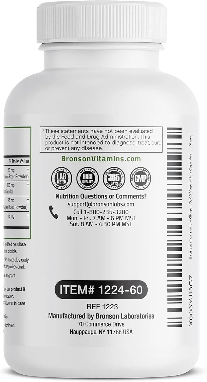 Bronson Turmeric + Ginger Extra Strength 60 Vegetarian