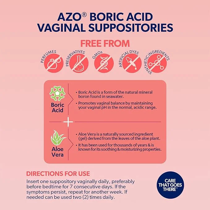 AZO Boric Acid Vaginal Suppositories, Helps 30 Count 2)