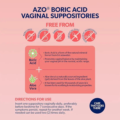 AZO Boric Acid Vaginal Suppositories, Helps 30 Count 2)