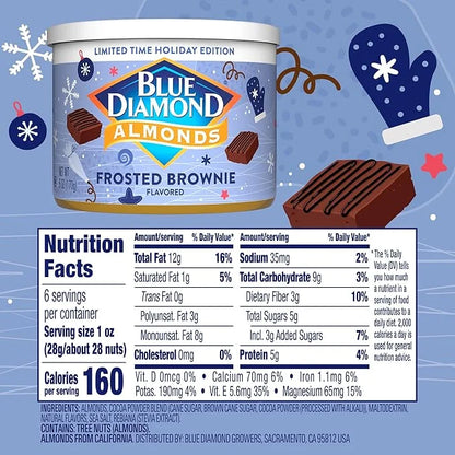 Blue Diamond, Holiday Frosted Brownie Flavored Sweet Snack Nut Almonds Perfect Size for On-The-Go, Holidays and Gatherings...