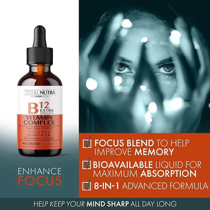 Extra Strength Liquid B12 Vitamin Drops- B12, B6, B6, B3- B3- Vegan