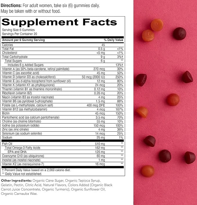 SmartyPants Women's Multivitamin and Probiotic Immunity 3 Fish CoQ10, Vitamin D3, C, (30 Day