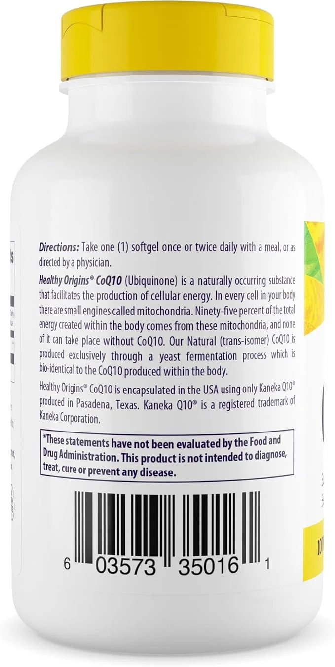Healthy Origins Natural CoQ10 (Kaneka Q10), 100 mg 60 Softgels