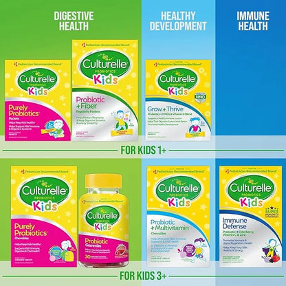Culturelle Kids Probiotic + Complete Multivitamin Chewable For Kids, Ages 3+, 30 Count, Digestive Health, Oral Health & Im...