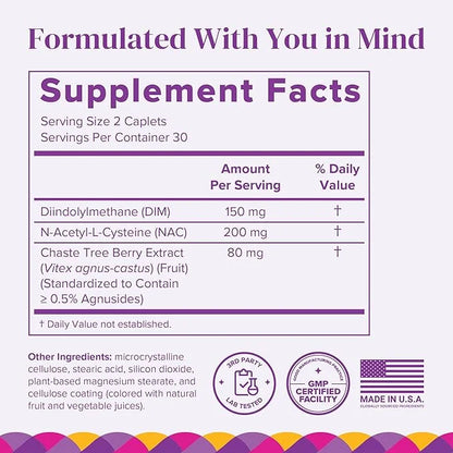 BariMelts Hormonal Balance+, 60 Easy-Swallow Caplets (1-Month Supply), Bariatric Supplement with DIM, NAC and Chasteberry,...