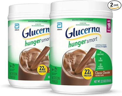 Glucerna Hunger Smart Powder, Diabetic Drink to Support Blood Sugar Management, 22g Protein, 130 Calories, Classic Chocola...