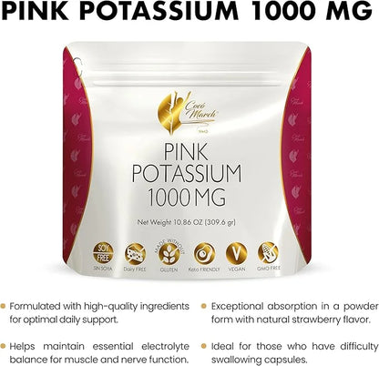 Pink Potassium Powder by Cocó March – Supports Heart Health, Muscle Function, and Bone Health. Gluten Free, Dairy Free, No...
