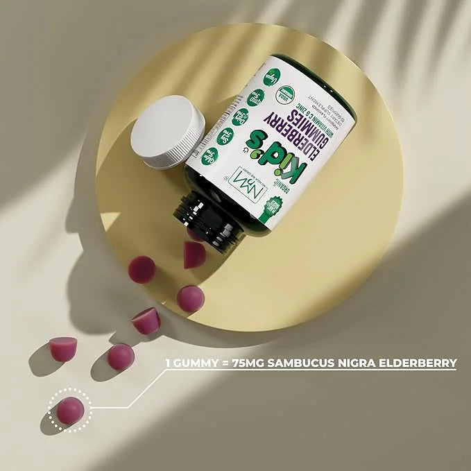 Organic Kids Elderberry Gummies with Zinc 60 Vegan