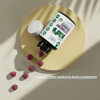 Organic Kids Elderberry Gummies with Zinc 60 Vegan