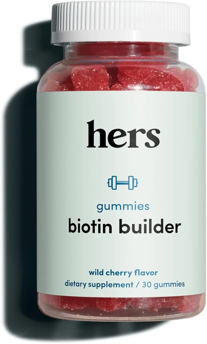 Hers Biotin Builder Gummy Vitamins with Vitamins B12 and B6, Vitamin D, Gluten Free, No Artificial Sweeteners or Flavors, ...