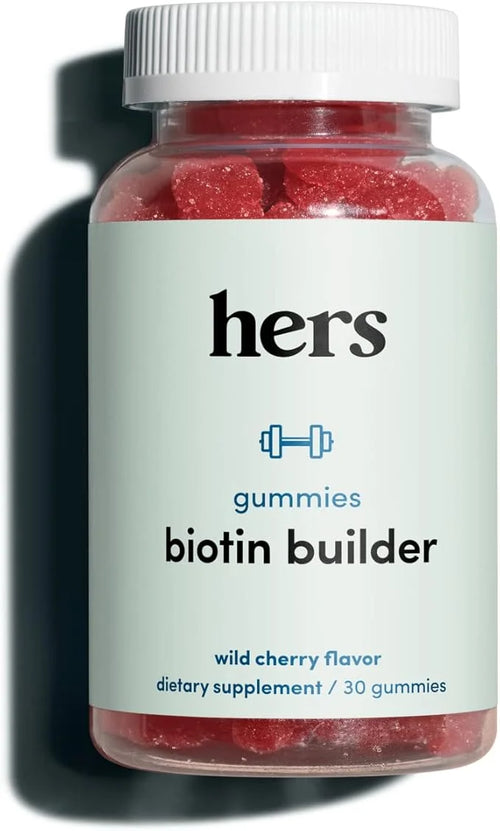 Hers Biotin Builder Gummy Vitamins with Vitamins B12 and B6, Vitamin D, Gluten Free, No Artificial Sweeteners or Flavors, ...