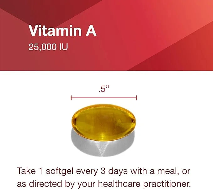 PROTOCOL FOR LIFE BALANCE Vitamin A 25,000 IU - Eye, Retina, and Immune Health - 100 Softgels - Product Image