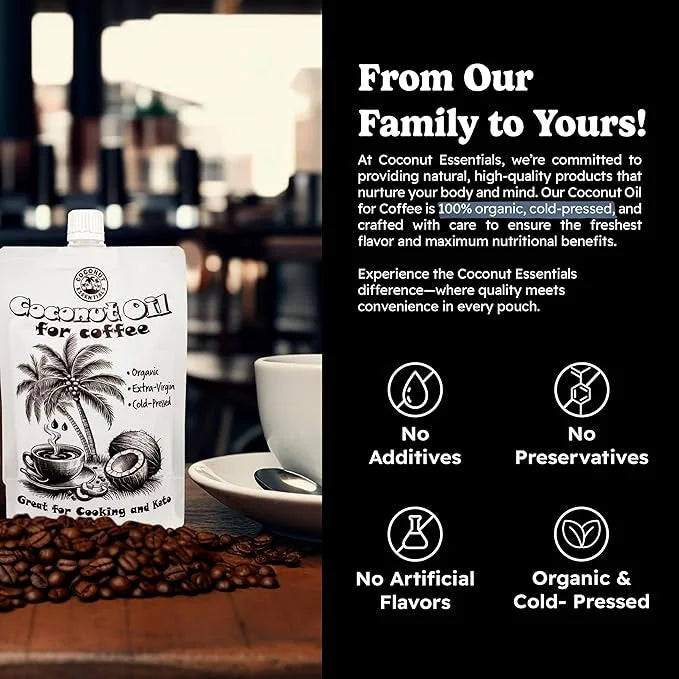 Coconut Essentials - Coconut Oil for Coffee, Organic, Cold-pressed Coconut Oil, Fresh and Rich Flavor for Cooking, Keto Fr...
