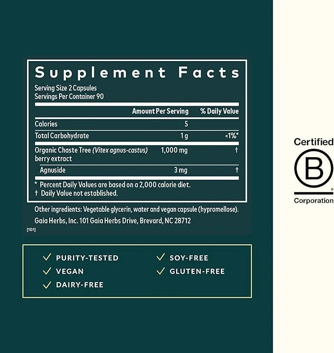 Gaia Herbs Vitex Berry - Supports Hormone Balance & Fertility for Women - Healthy Progesterone for Menstrual Health - 180 ...