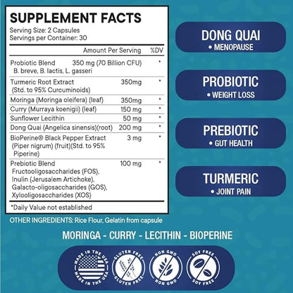 Pro Optimize Probiotics for Women, Menopause, 70 Billion CFU, Digestive Health - Relief for Bloating, Hot Flashes, Joint S...