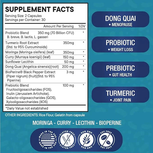 Pro Optimize Probiotics for Women, Menopause, 70 Billion CFU, Digestive Health - Relief for Bloating, Hot Flashes, Joint S...