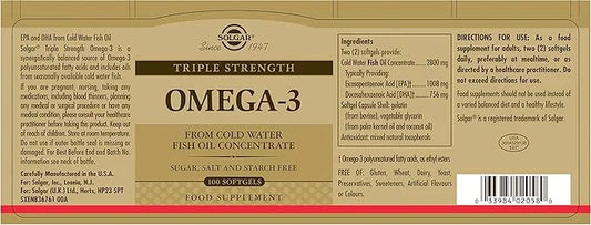 Solgar Triple Strength Omega-3 950 mg, 100 Softgels 100 Servings