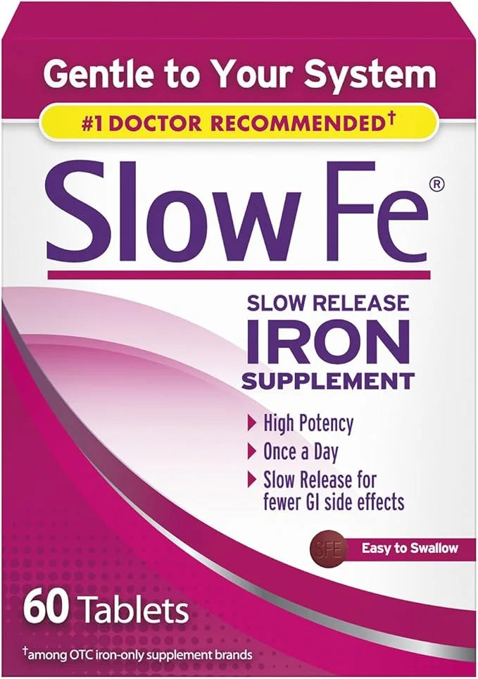 Slow Fe 45mg Iron Supplement for Iron Deficiency, Slow Release, High Potency, Easy to Swallow Tablets - 60 Count - Product...
