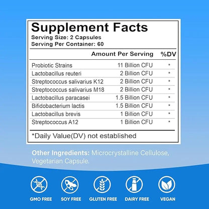 120 Capsules Oral Probiotics, Enhanced Super Digestive Enzymes & Probiotics-Oral Gut Dual Support-8 Strains 22 Billion CFU...