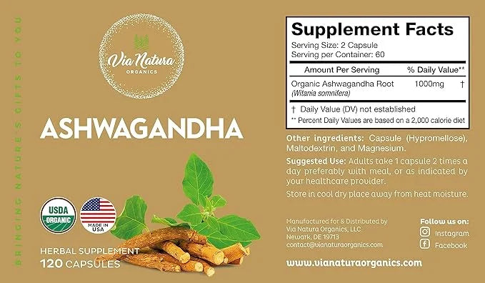 Ashwagandha Capsules 1000mg |120 Capsules