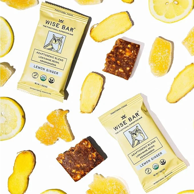 Wise Bar Adaptogen Mushroom Nutrition Bars with Reishi, Lions Mane & Ashwagandha, Organic Vegan & Gluten Free Snacks for N...