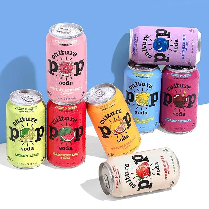Culture Pop Soda, Ginger Lemon & Turmeric, Probiotic Low Sugar Soda, Sparkling Juice Alternative, Non-GMO, Kosher, Gluten-...