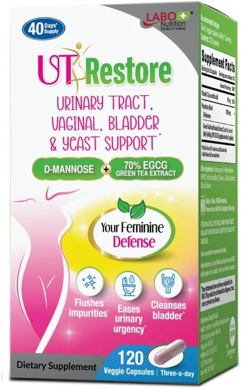 LABO Nutrition UTRestore D-Mannose & Green Tea Extract 70% EGCG, Urinary Tract Health for Women, Bladder Support with Vita...