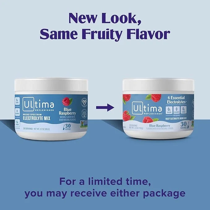 Ultima Replenisher Daily Electrolyte Powder Drink Mix – Blue Raspberry, 30 Servings – Hydration Powder with 6 Electrolytes...