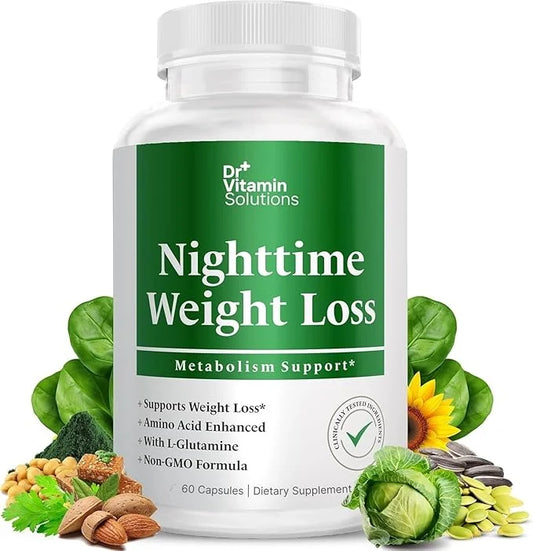 Dr Vitamin Nighttime Fat Burner Supplements - Appetite Suppressants for Weight Loss - Night-Time Fat Burner for Women and ...