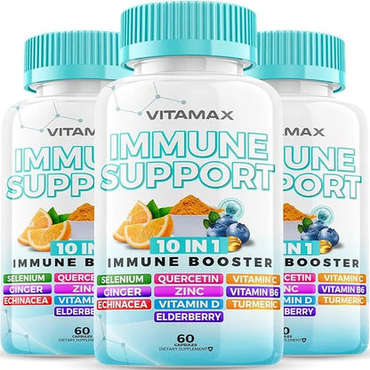10-in-1 Immune System Support Booster D3, Selenium, B6, Echinacea (60 Count 3))