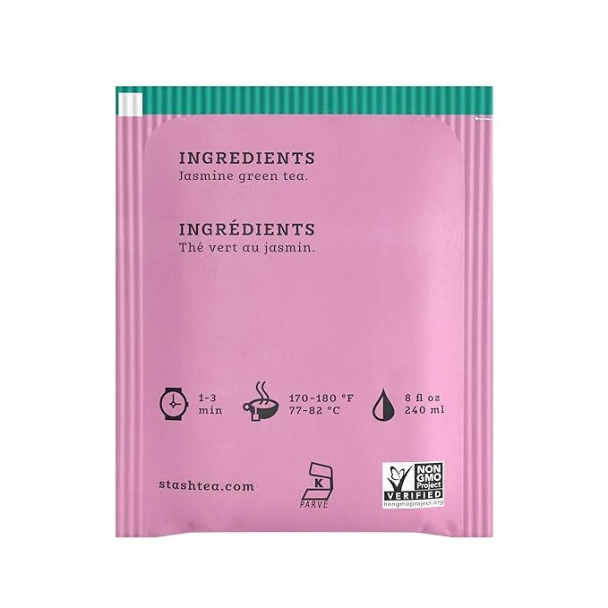 Stash Tea Jasmine Blossom Green Tea - Caffeinated, Non-GMO Project Verified Premium Tea with No Artificial Ingredients, 30...