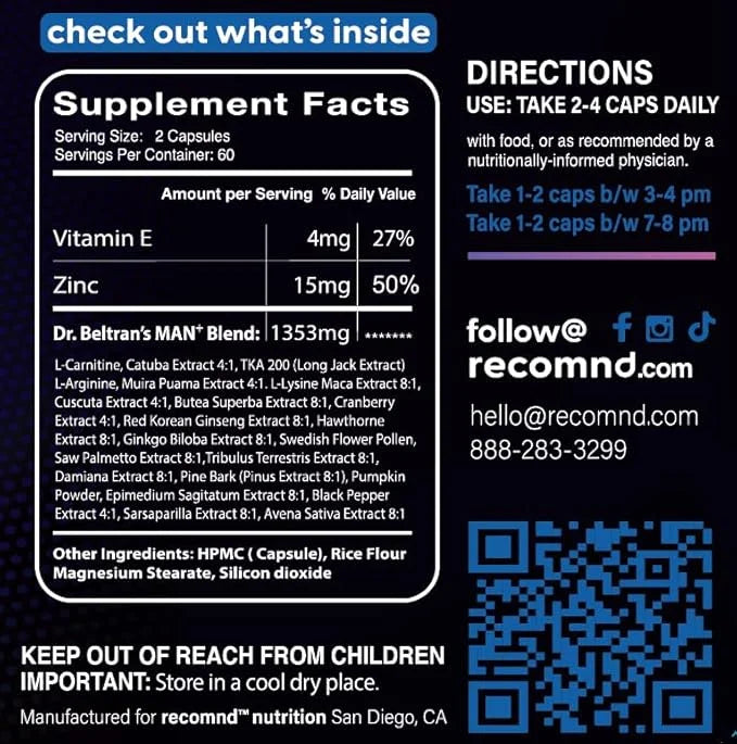 | Man+ Formula | Male Boost Supplement for Increased Energy, Prostate Health | Essential Vitamins Support - Product Image