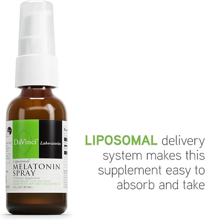 DAVINCI Labs Liposomal Melatonin Spray - Sleep Support Supplement - Bedtime Spray with 3mg Melatonin Per Serving, Fast-Act...