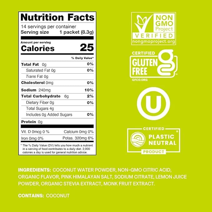 Cure Hydrating Plant Based Electrolyte Mix | Powder for Dehydration Relief | Made with Coconut Water | Non-GMO | No Added ...